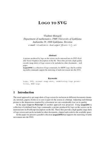 L OGO TO SVG  Vladimir Batagelj  Department of mathematics, FMF, University of Ljubljana  Jadranska