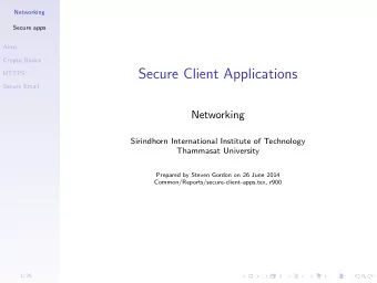 Secure Client Applications  HTTPS  Secure Email  Networking  Sirindhorn International Institute of