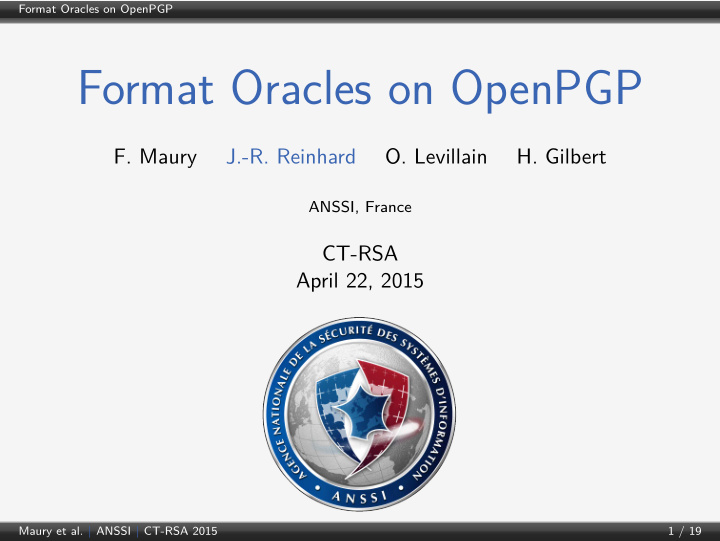format oracles on openpgp