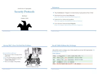 Security Protocols  Key Establishment, Chapter 13 of Understanding Cryptography by Paar