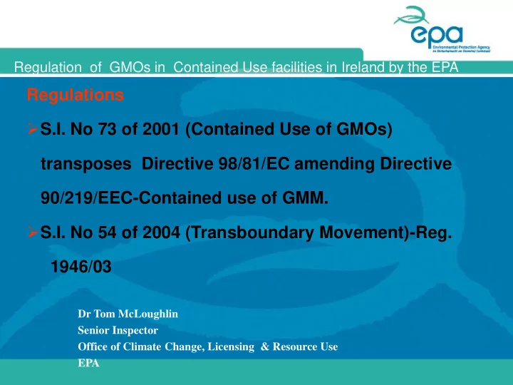 90 219 eec contained use of gmm