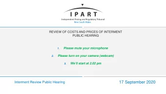 17 September 2020  Interment Review Public Hearing    MC  Liz Livingstone, IPART CEO