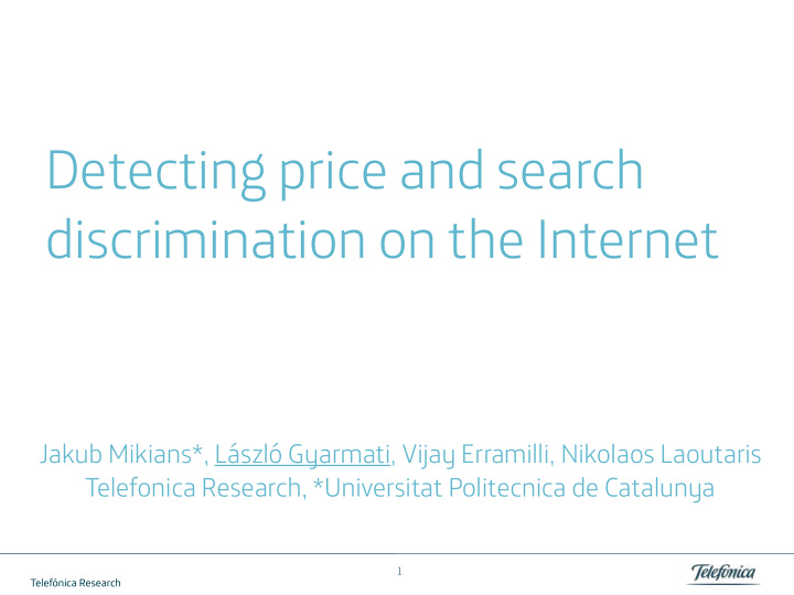 detecting price and search discrimination on the internet