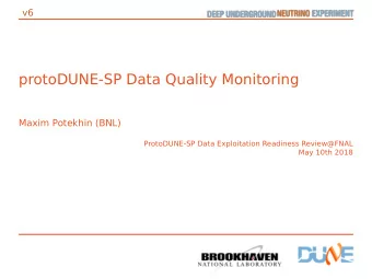 protoDUNE-SP Data Quality Monitoring  Maxim Potekhin (BNL)  ProtoDUNE-SP Data Exploitation