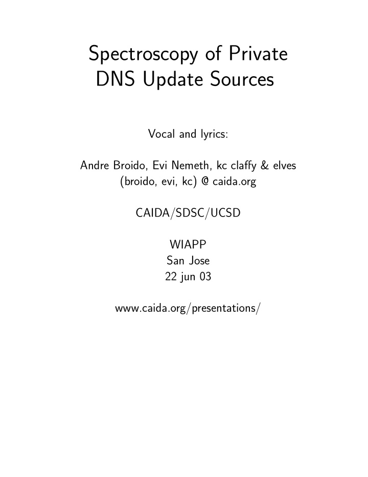 spectroscopy of private dns update sources