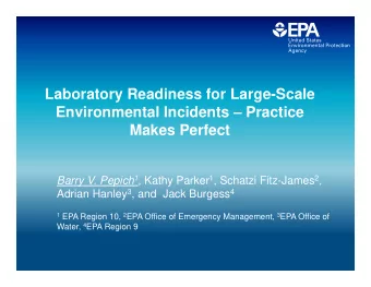 Laboratory Readiness for Large-Scale  L b  t  R  di  f  L  S  l  Environmental Incidents