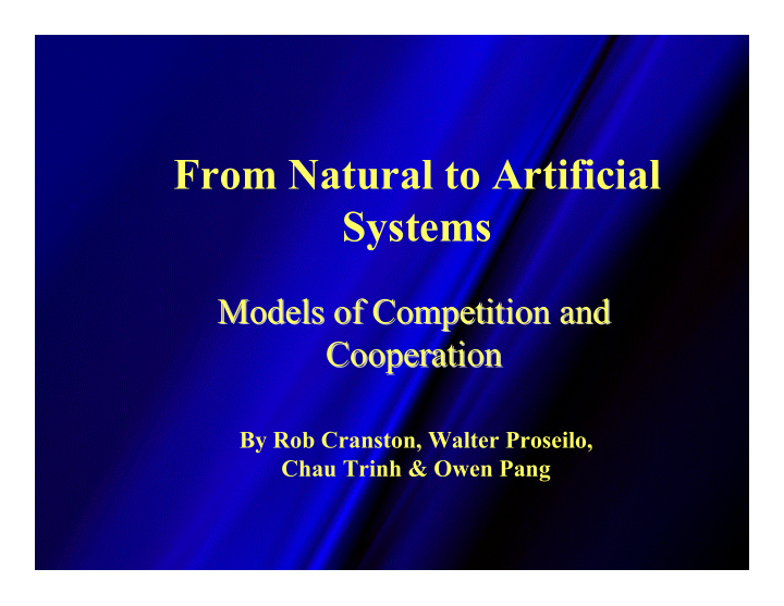 from natural to artificial systems