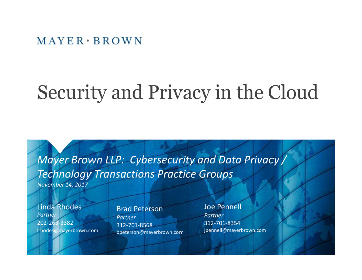 security and privacy in the cloud