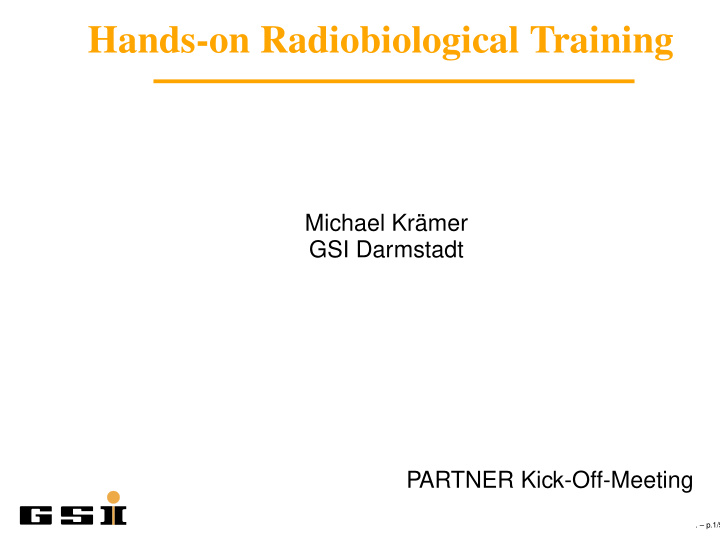 hands on radiobiological training