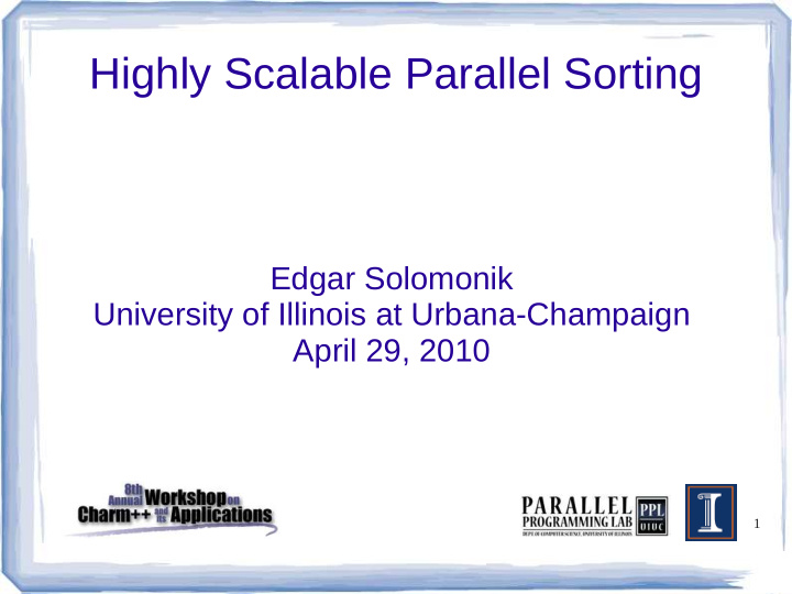 highly scalable parallel sorting