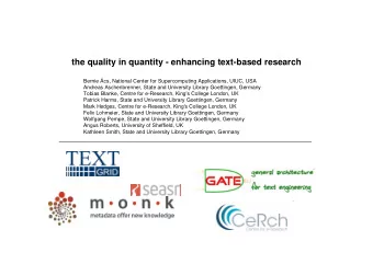 the quality in quantity - enhancing text-based research  Bernie cs, National Center for
