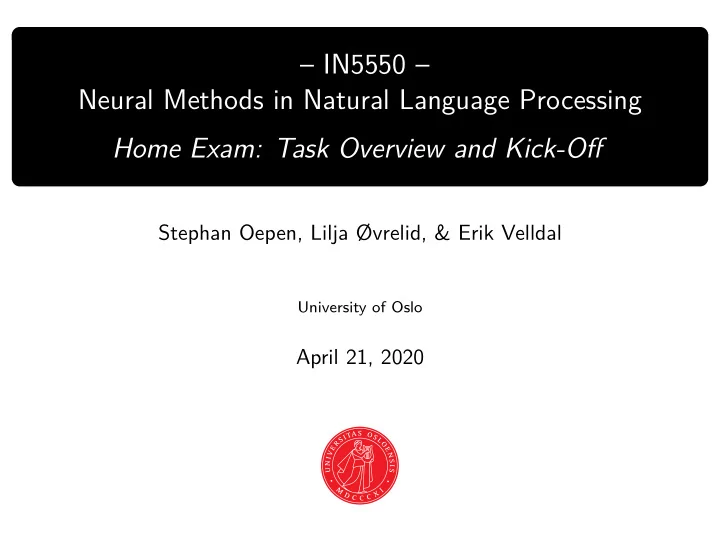 in5550 neural methods in natural language processing home
