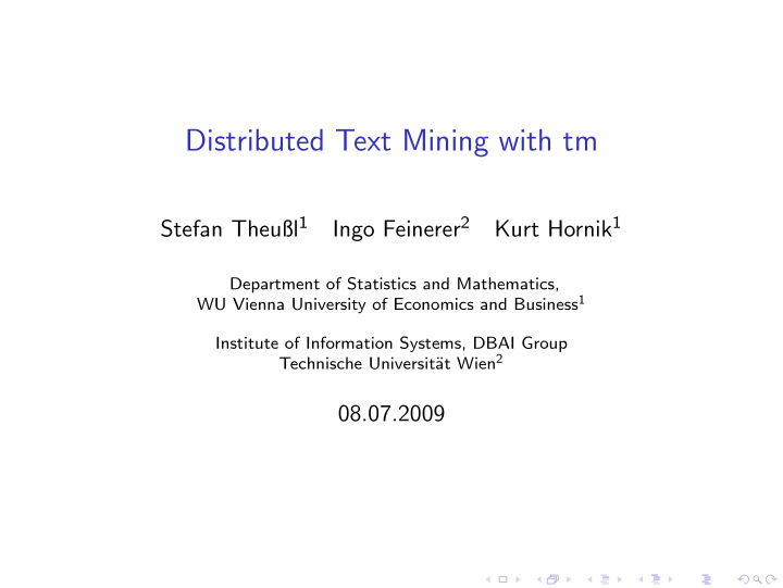 distributed text mining with tm