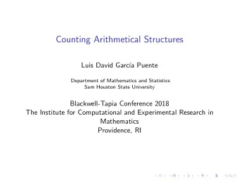 Counting Arithmetical Structures  Luis David Garc  a Puente  Department of Mathematics and