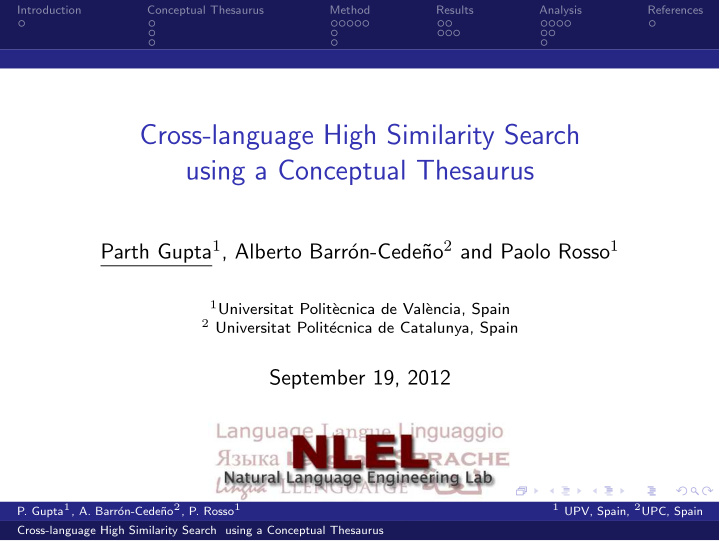 cross language high similarity search using a conceptual