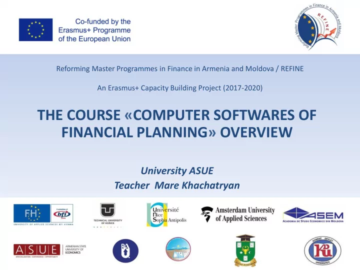the course computer softwares of