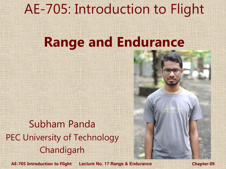 ae 705 introduction to flight range and endurance