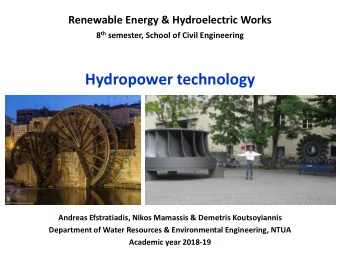 Hydropower technology  Andreas Efstratiadis, Nikos Mamassis &amp; Demetris Koutsoyiannis