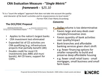 CRA Evaluation Measure -  Single Metric framework -  25.10  It is a count the