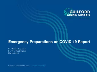 Emergency Preparations on COVID-19 Report  Dr. Wanda Legrand  Dr. Tony Watlington  March 2020  S H