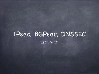 IPsec, BGPsec, DNSSEC Lecture 20  Internet Protocol Suite  TCP/IP: Developed in the 70 s IP: at