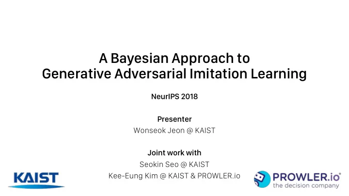 a bayesian approach to generative adversarial imitation
