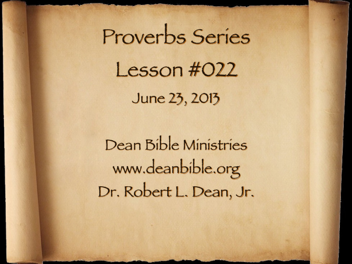 proverbs series lesson 022