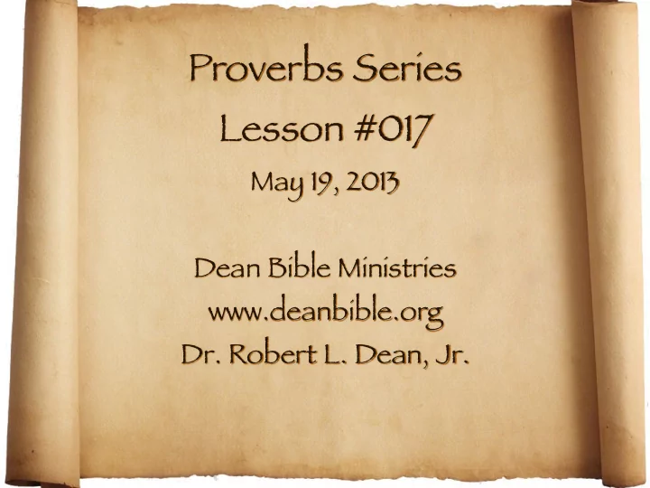 proverbs series lesson 017