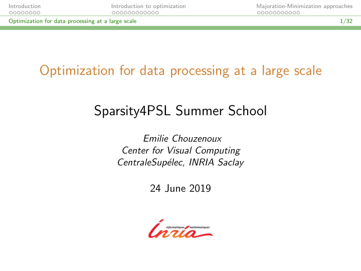 optimization for data processing at a large scale