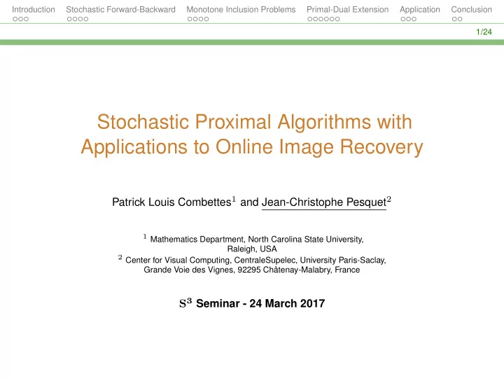 stochastic proximal algorithms with applications to