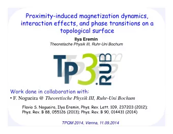 Proximity-induced magnetization dynamics,  interaction effects, and phase transitions on a