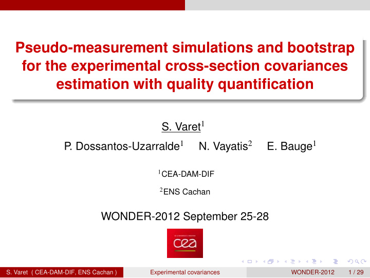 pseudo measurement simulations and bootstrap for the