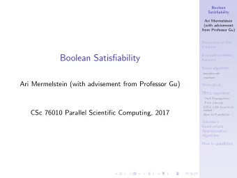 Boolean Satisfiability  Example problem  instance  Naive algorithm  pseudocode  example  Ari