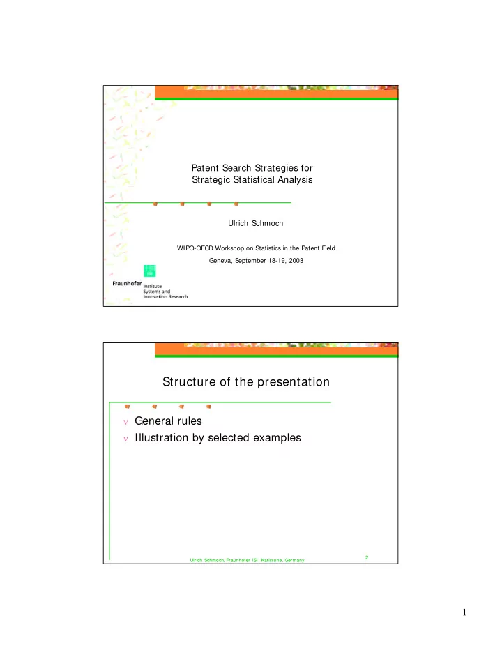 structure of the presentation
