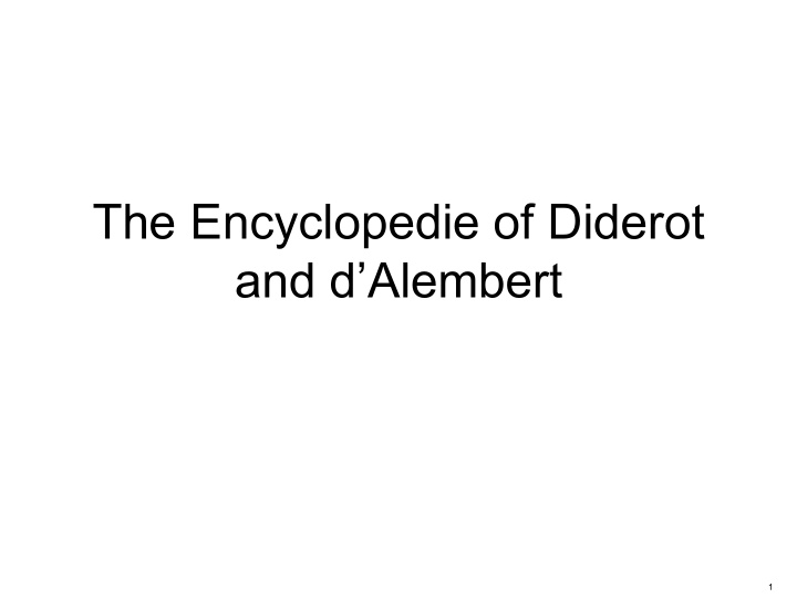 the encyclopedie of diderot and d alembert