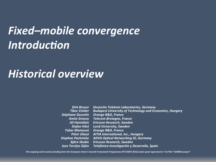 fixed mobile convergence introducson historical overview