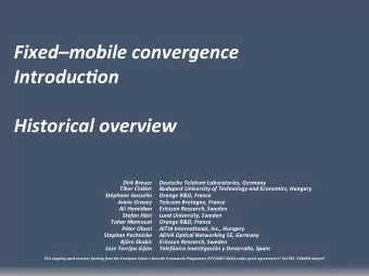 Fixedmobile convergence  IntroducSon  Historical overview  Dirk Breuer  Deutsche Telekom