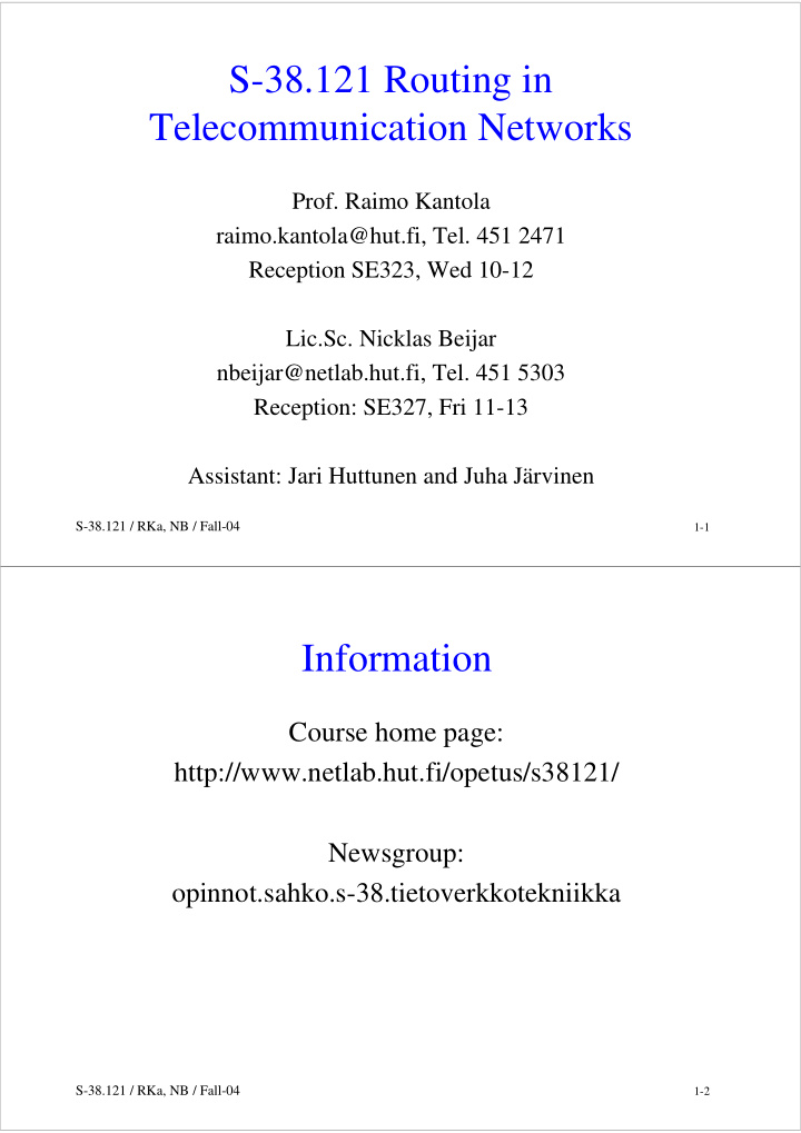 s 38 121 routing in telecommunication networks