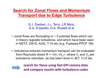 Search for Zonal Flows and Momentum  Transport due to Edge Turbulence  S.J. Zweben, J.L. Terry, J.R