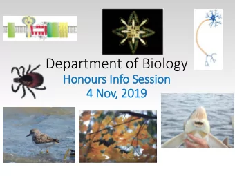 Department of Biology  Honours In  Info Session  4 Nov, 2019  Important Notes on the Honours