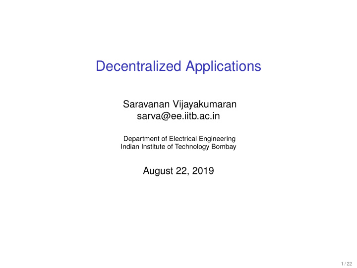 decentralized applications