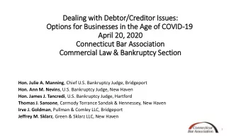 Connecticut Bar Association  Commercial  l Law &amp; Bankr  kruptcy Section Hon. Julie A. Manning ,