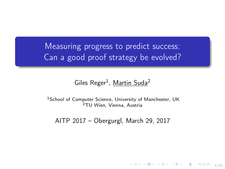 measuring progress to predict success can a good proof