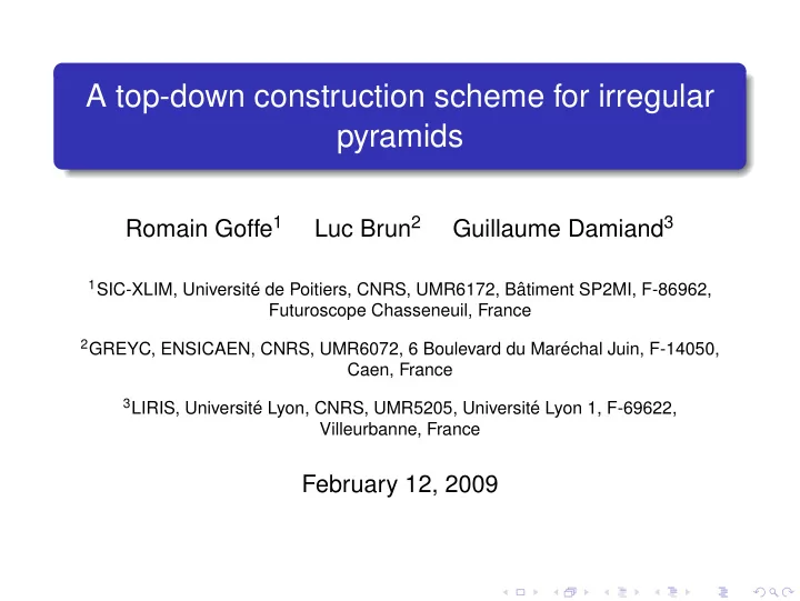 a top down construction scheme for irregular pyramids