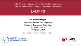 LAMMPS  Dr. Richard Berger  High-Performance Computing Group  College of Science and Technology