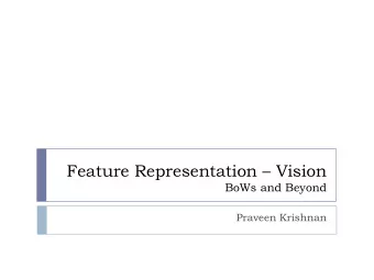 Feature Representation  Vision  BoWs and Beyond  Praveen Krishnan  Feature Representation in