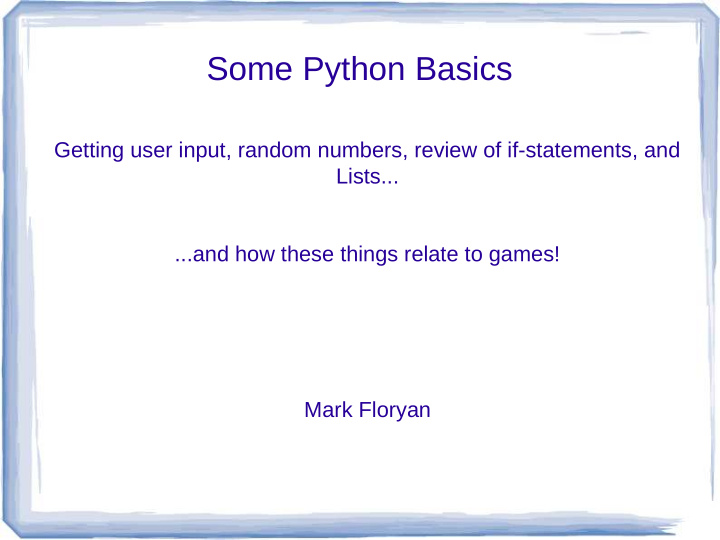 some python basics