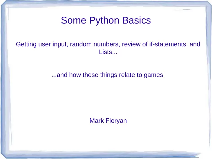 some python basics