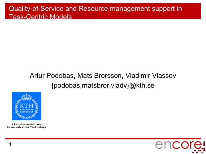 quality of service and resource management support in