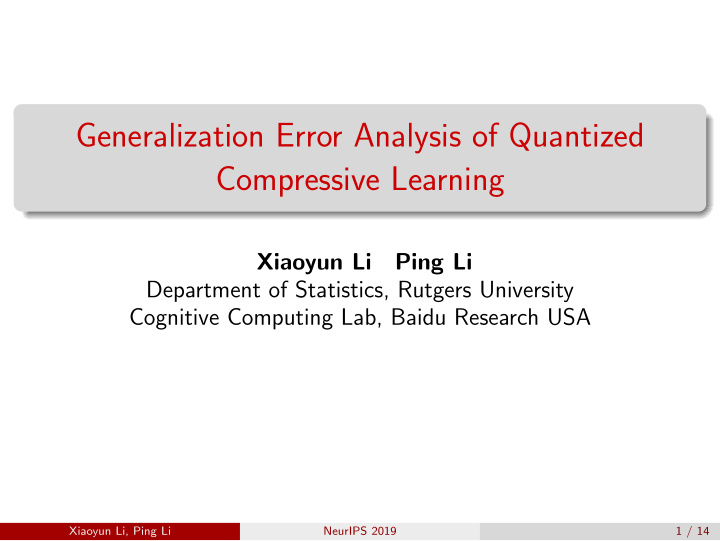 generalization error analysis of quantized compressive